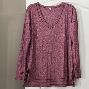 Lululemon  Maroon Long Sleeve V-Neck Top